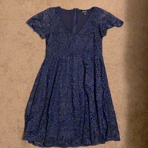 Navy Blue Lace Short Sleeve Dress